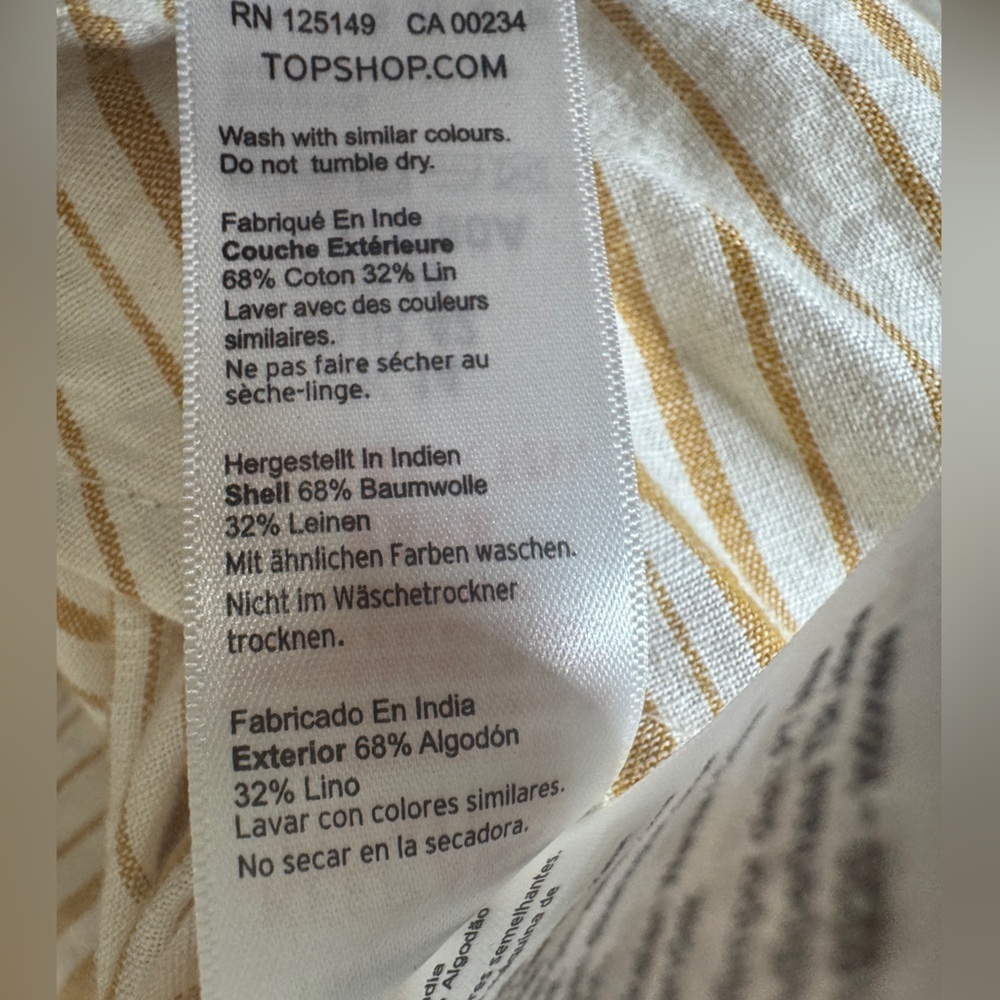 Topshop Linen Cotton Blend Mustard Yellow White Striped Jumpsuit US Size 10 - Picture 15 of 15